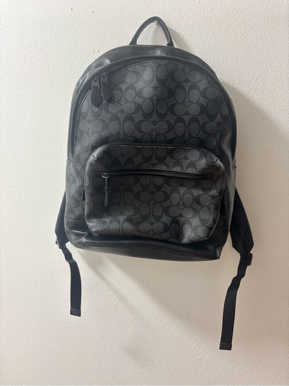 Coach West Men’s Large Court Backpack in Signature Canvas - Black/Charcoal Gray